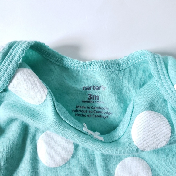 3M Soft Turquoise Polka Dot Onesie - Picture 2 of 3